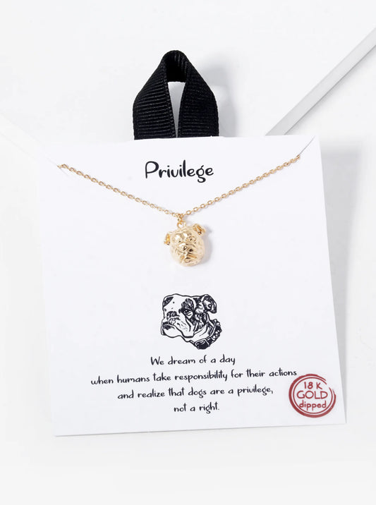 18K Gold Dipped Bulldog Face Pendant Necklace