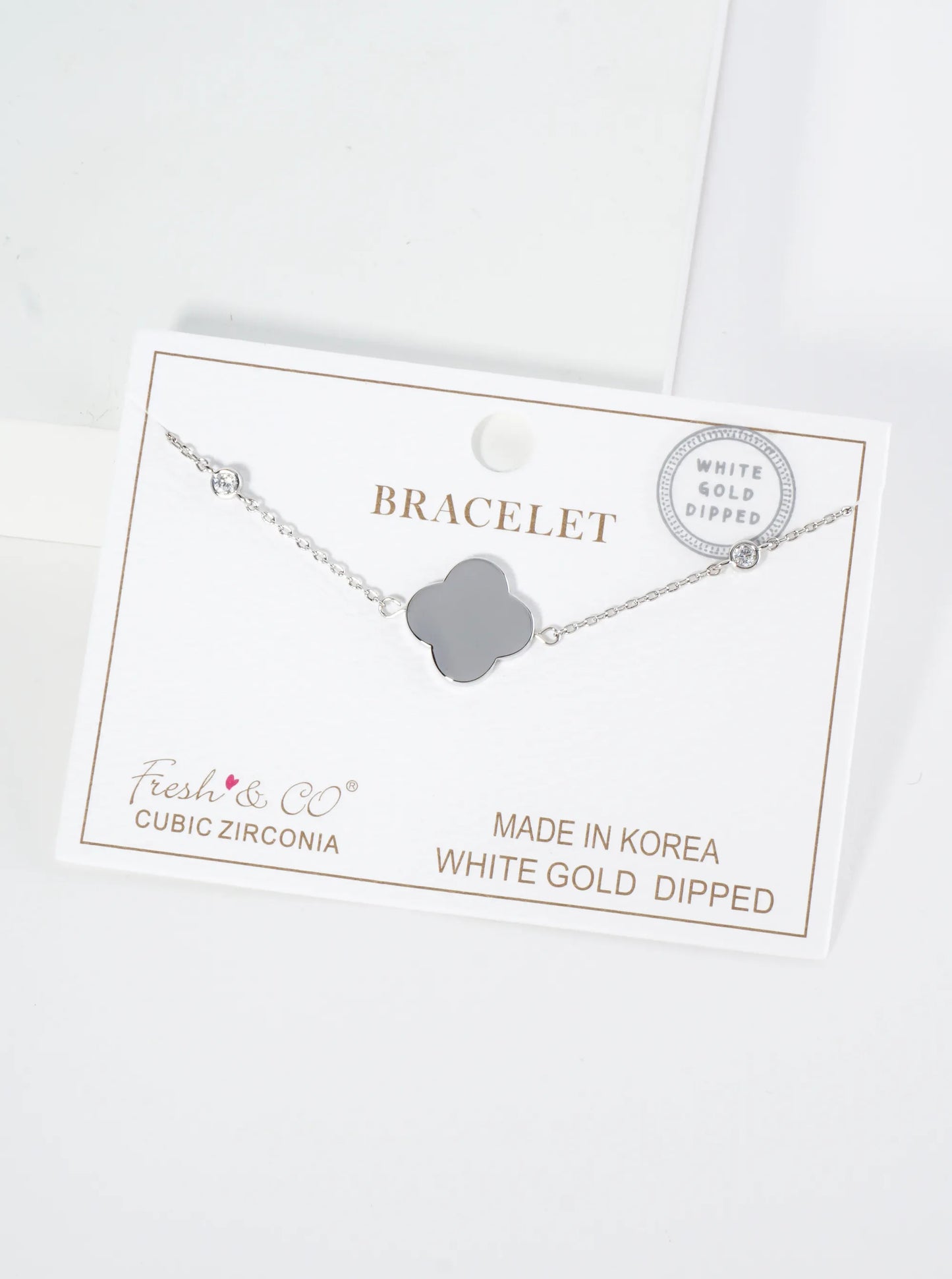 18K Gold Dipped CZ 14mm Quatrefoil Chain Bracelet