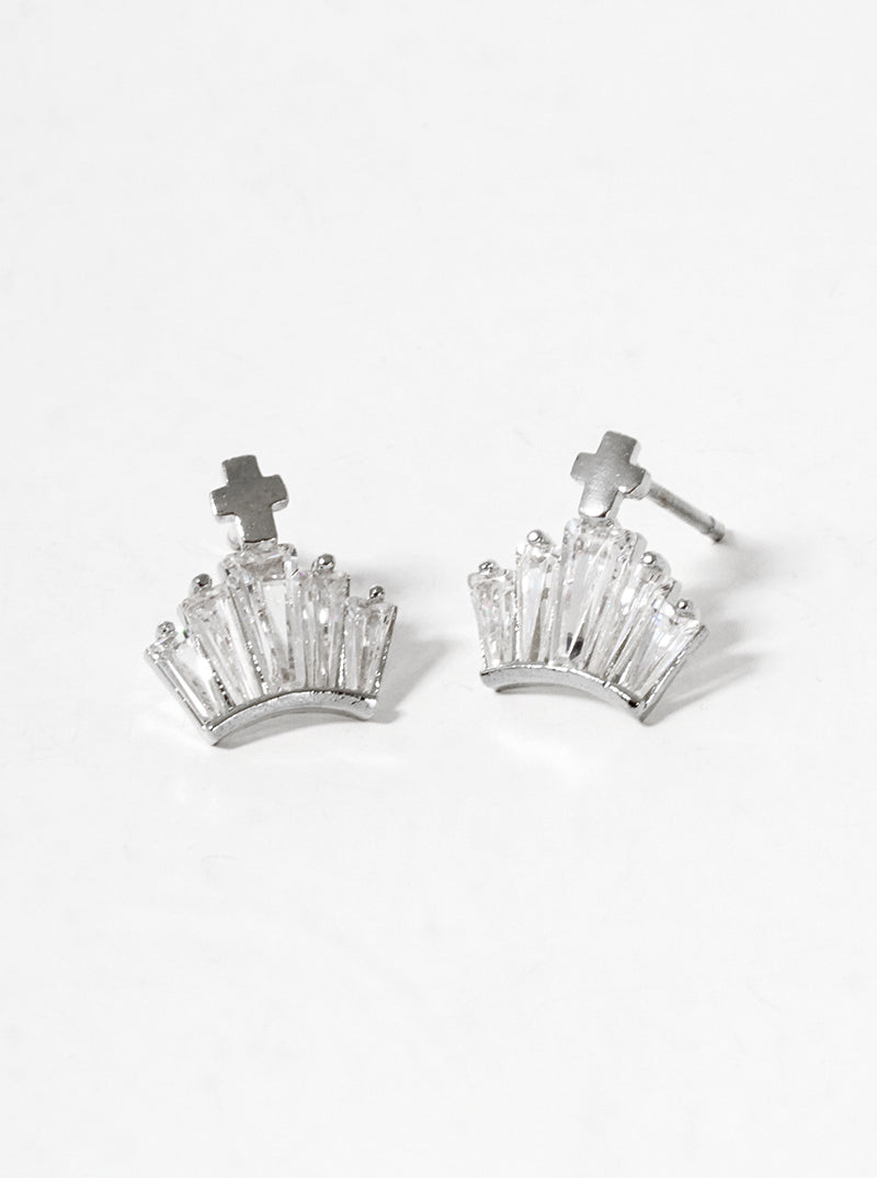 18k Gold Dipped CZ Pave Triangle Post Stud Earrings