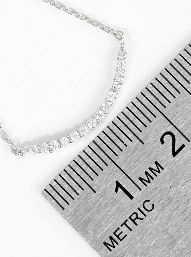 18K Gold Dipped CZ Curved Bar Pendant Delicate Necklace