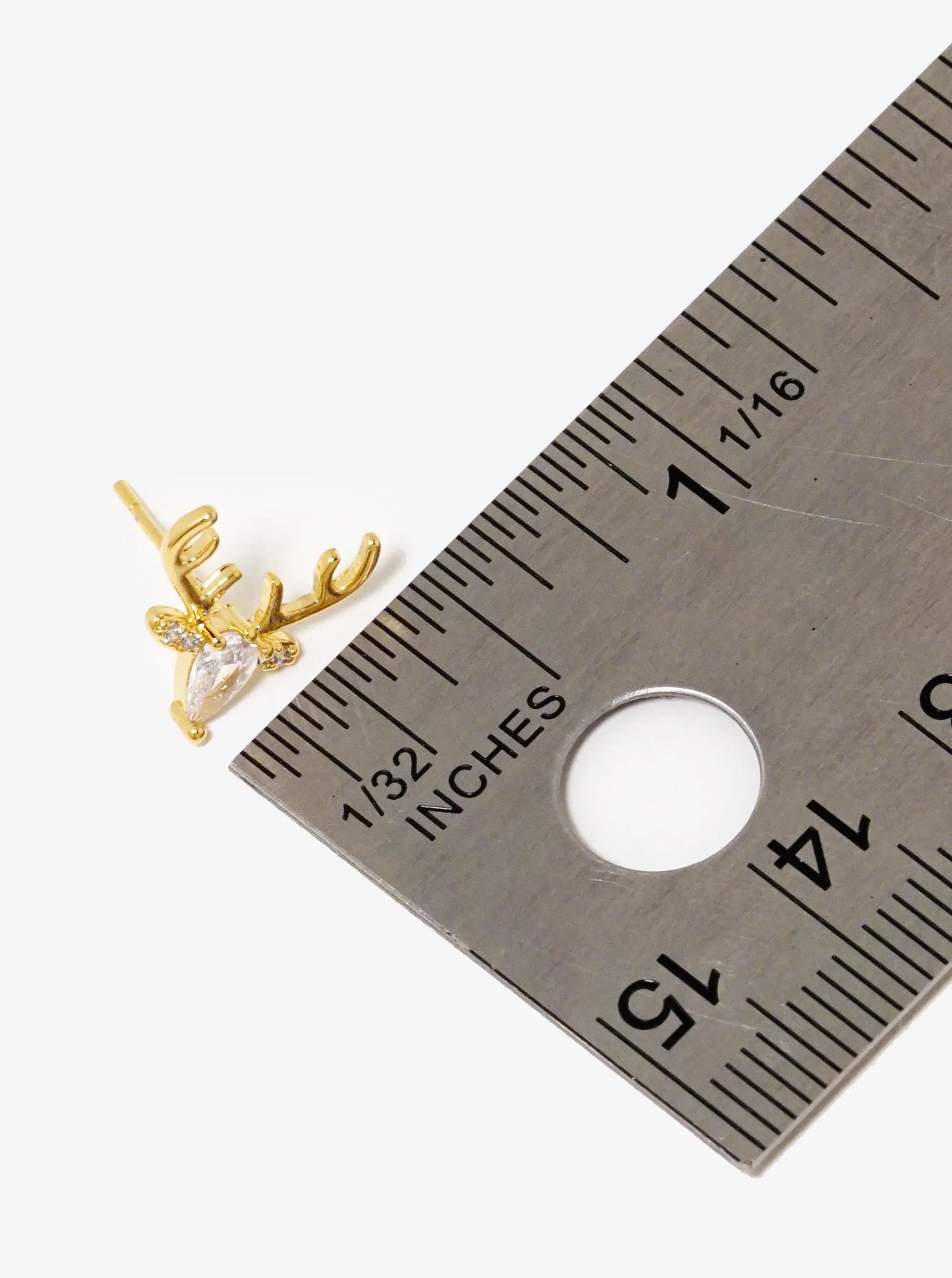 18K Gold Dipped CZ Deer Head Stud Earrings