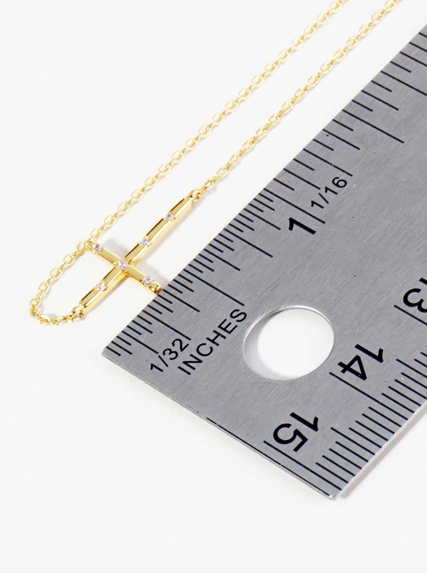 18K Gold Dipped CZ Embedded Delicate Cross Brass Chain Anklet