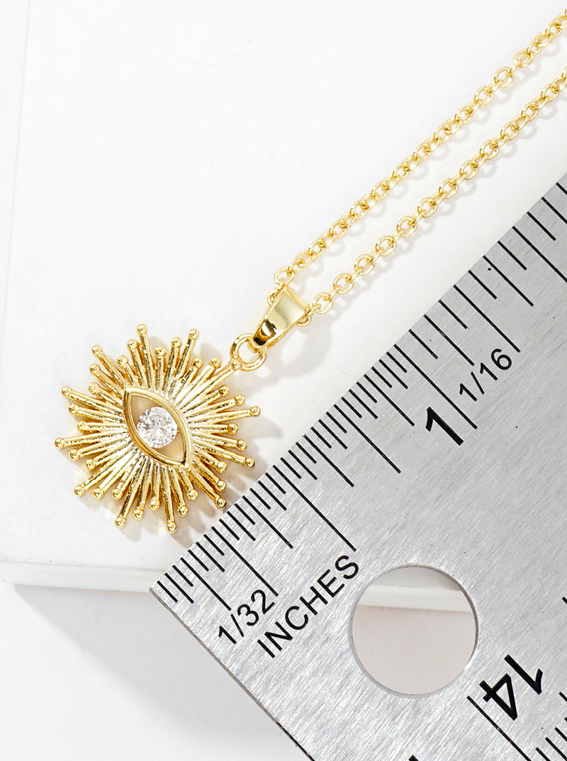 18K Gold Dipped CZ Evil Eye Pendant Necklace