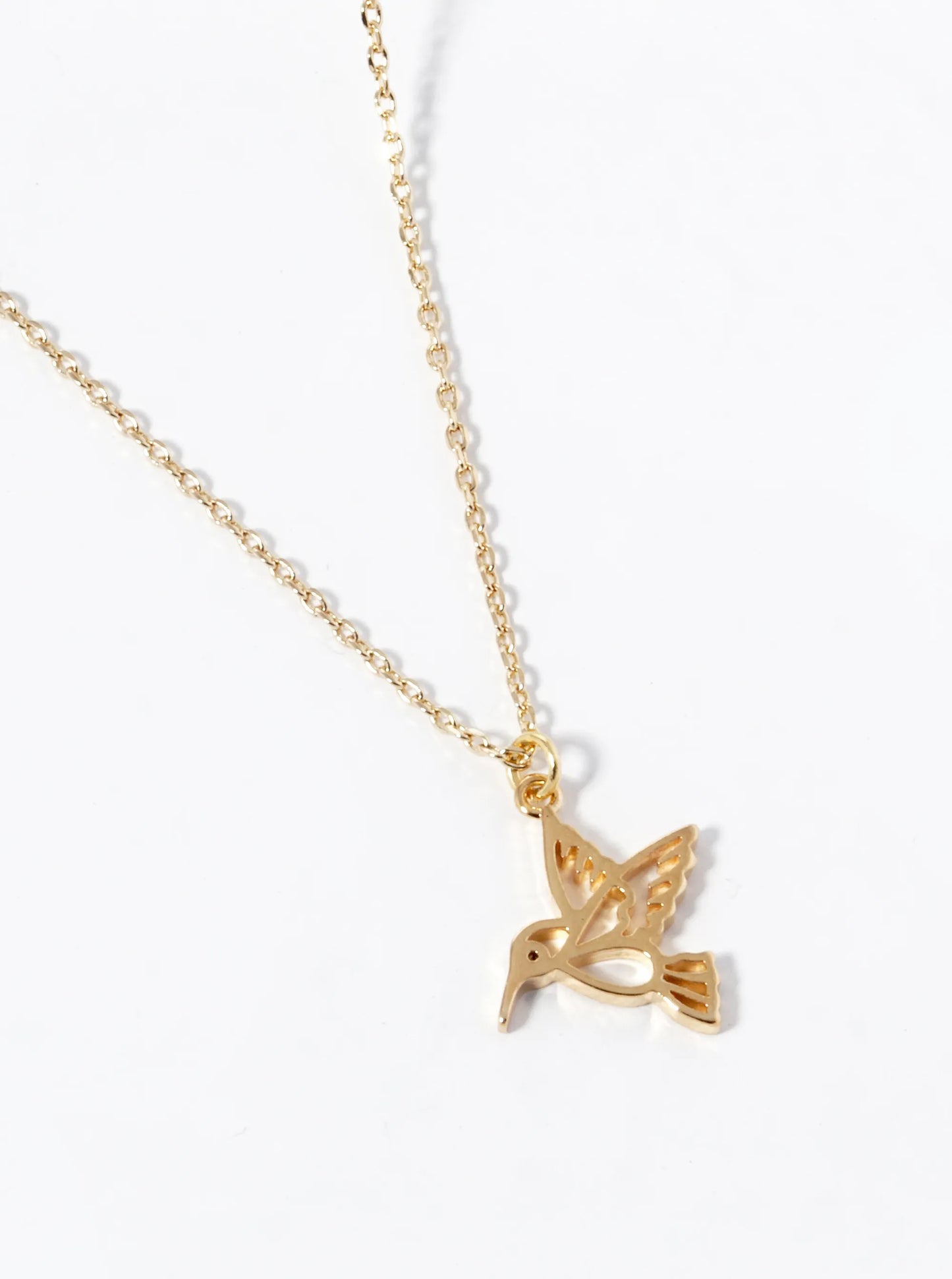 18K Gold Dipped CZ Hummingbird Pendant Necklace