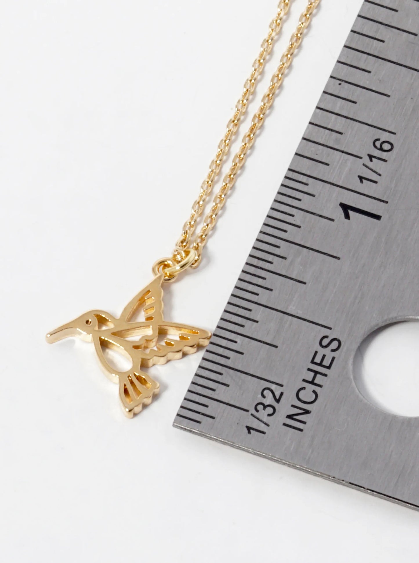 18K Gold Dipped CZ Hummingbird Pendant Necklace