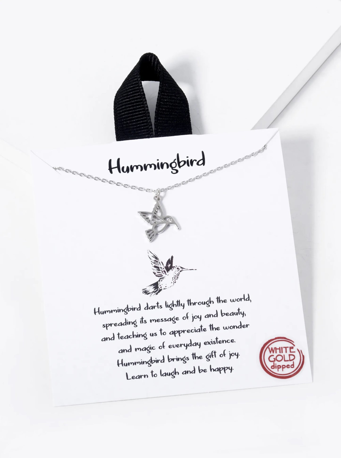 18K Gold Dipped CZ Hummingbird Pendant Necklace