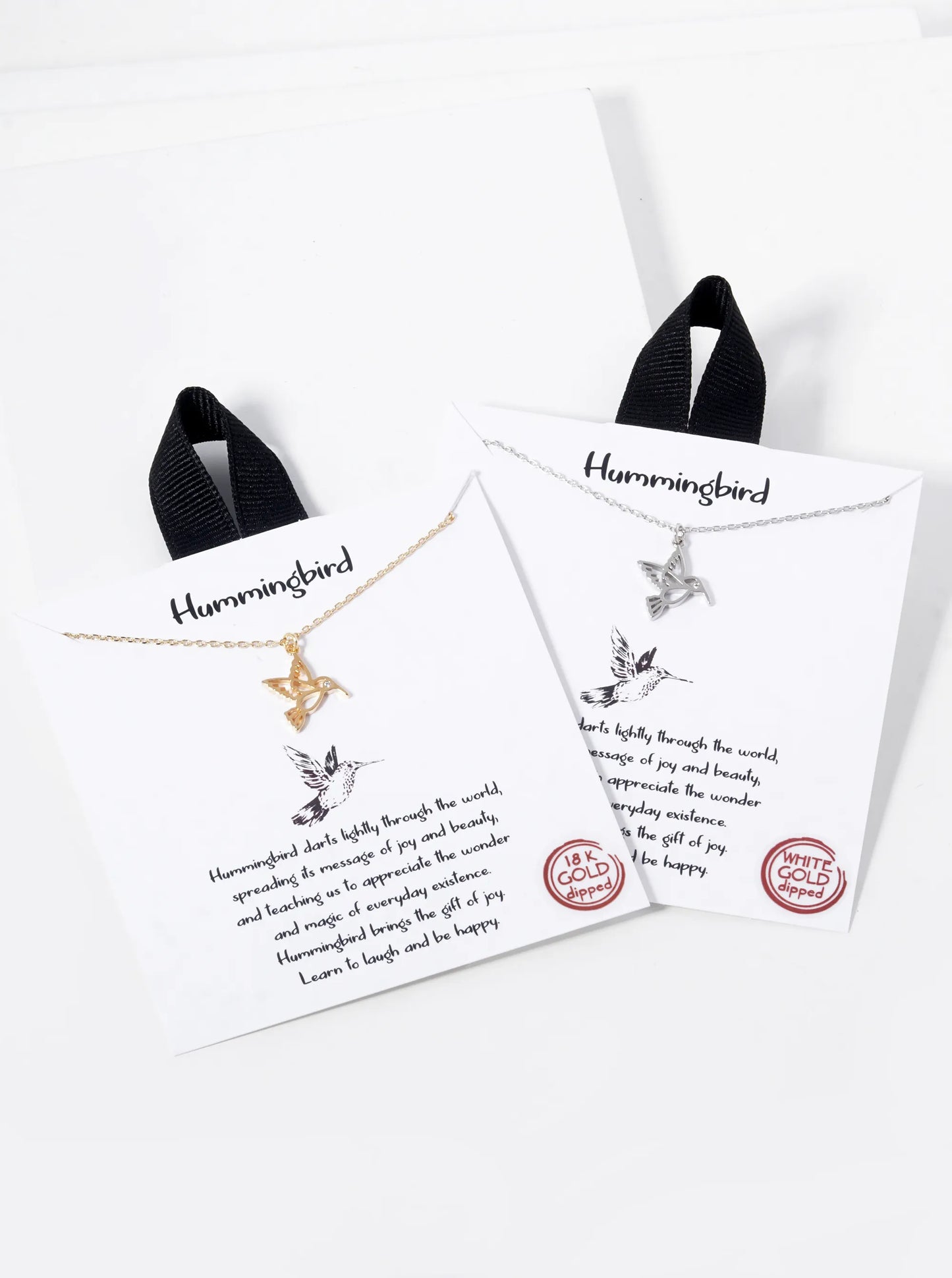 18K Gold Dipped CZ Hummingbird Pendant Necklace