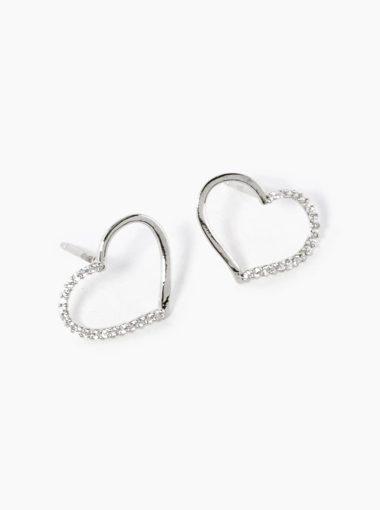 18K Gold Dipped CZ Pave 11mm Heart Stud Earrings