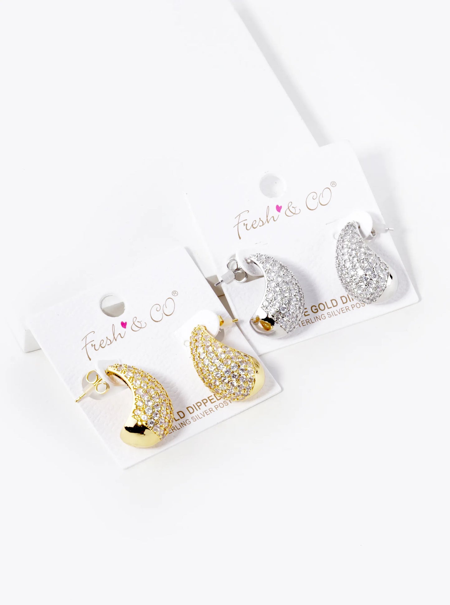 18K Gold Dipped CZ Pave 25mm Puffy Teardrop Hoop Earrings
