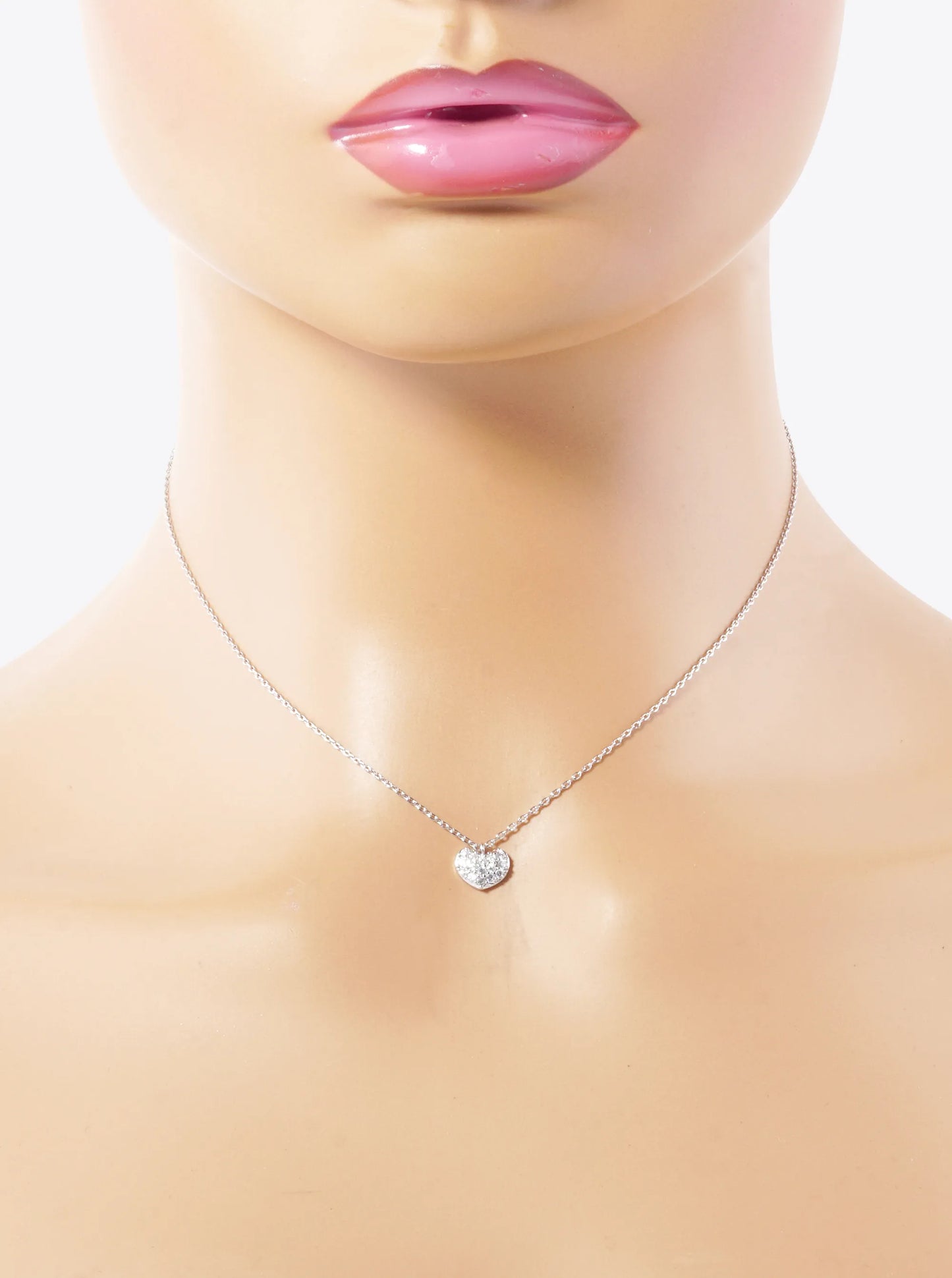 18K Gold Dipped CZ Pave 6mm Heart Pendant Necklace
