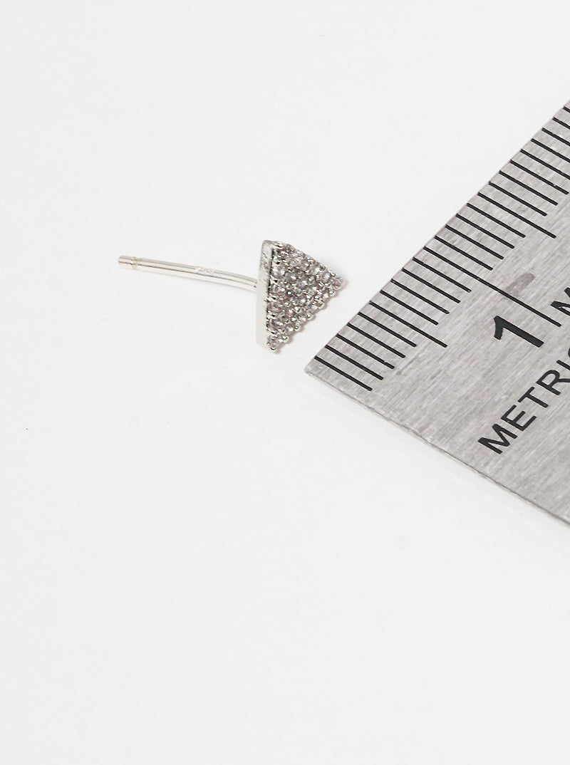 18K Gold Dipped CZ Pave 6mm Triangle Stud Earrings