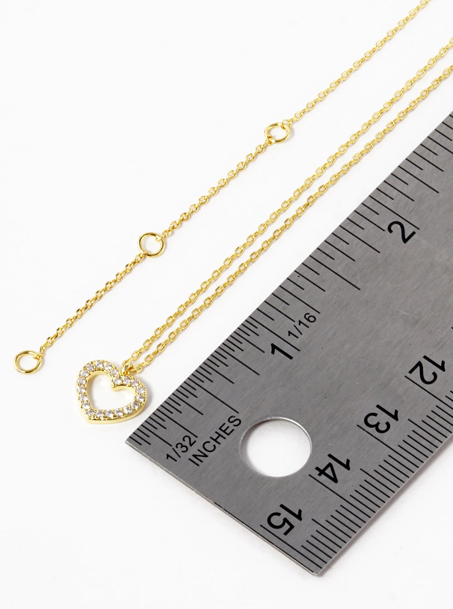 18K Gold Dipped CZ Pave 8mm Heart Pendant Necklace