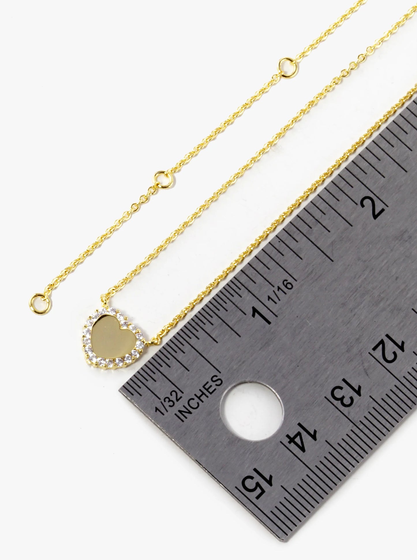 18K Gold Dipped CZ Pave 9mm Heart Pendant Necklace