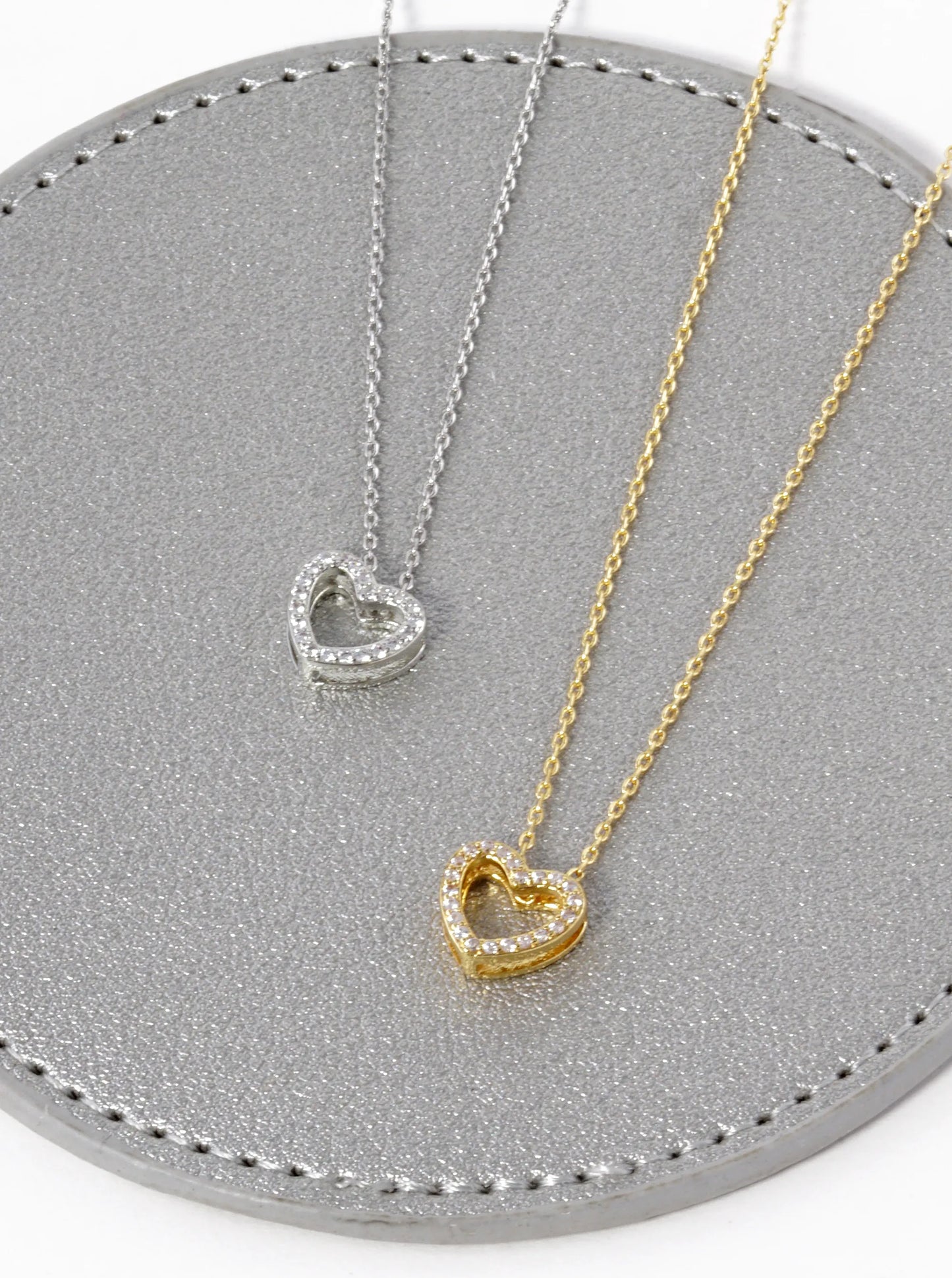 18K Gold Dipped CZ Pave 9mm Heart Pendant Necklace