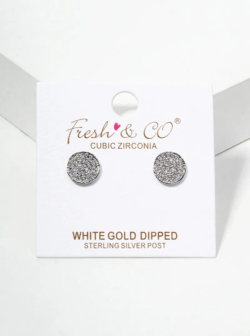 18K-Gold-Dipped 6mm CZ Pave Dainty Rounded-Square Post Stud Earrings