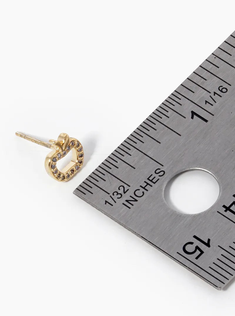 18K-Gold-Dipped CZ Pave Apple Stud Earrings
