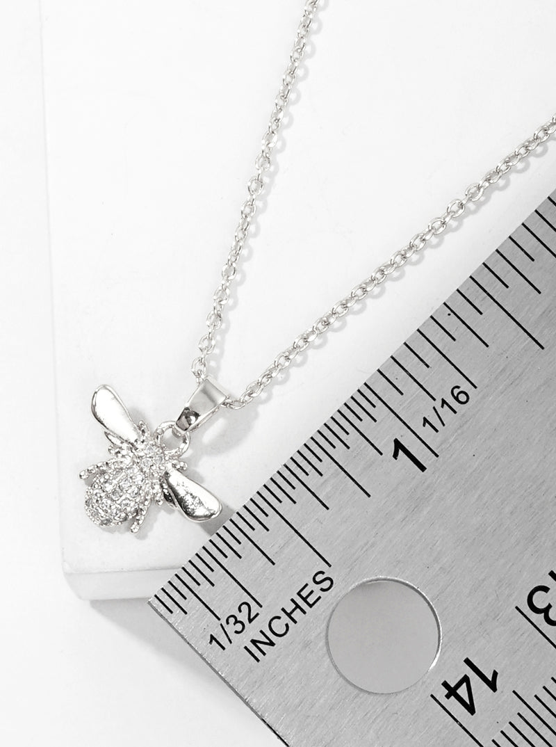 18K Gold Dipped CZ Pave Bumblebee Pendant Necklace