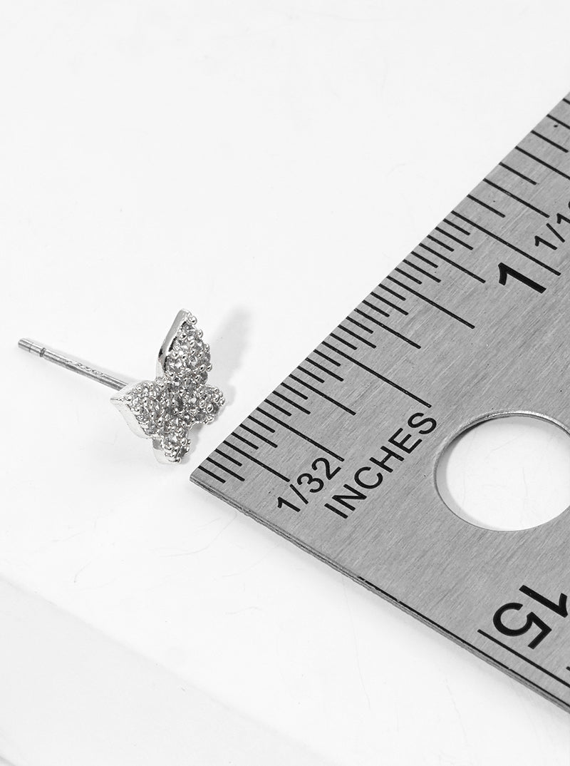 18K Gold Dipped CZ Pave Butterfly Stud Earrings