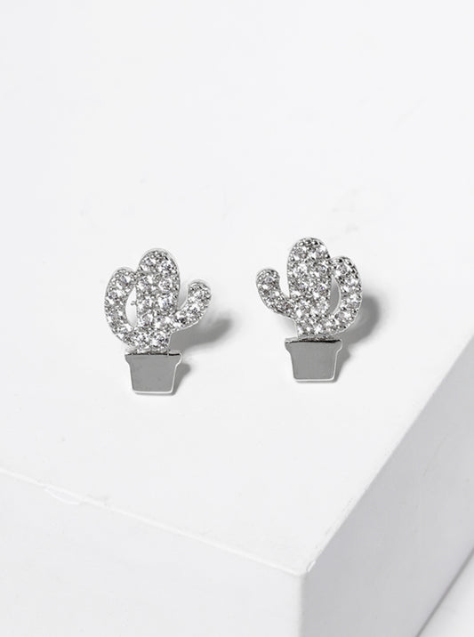 18K Gold Dipped CZ Pave Square Post Stud Earrings
