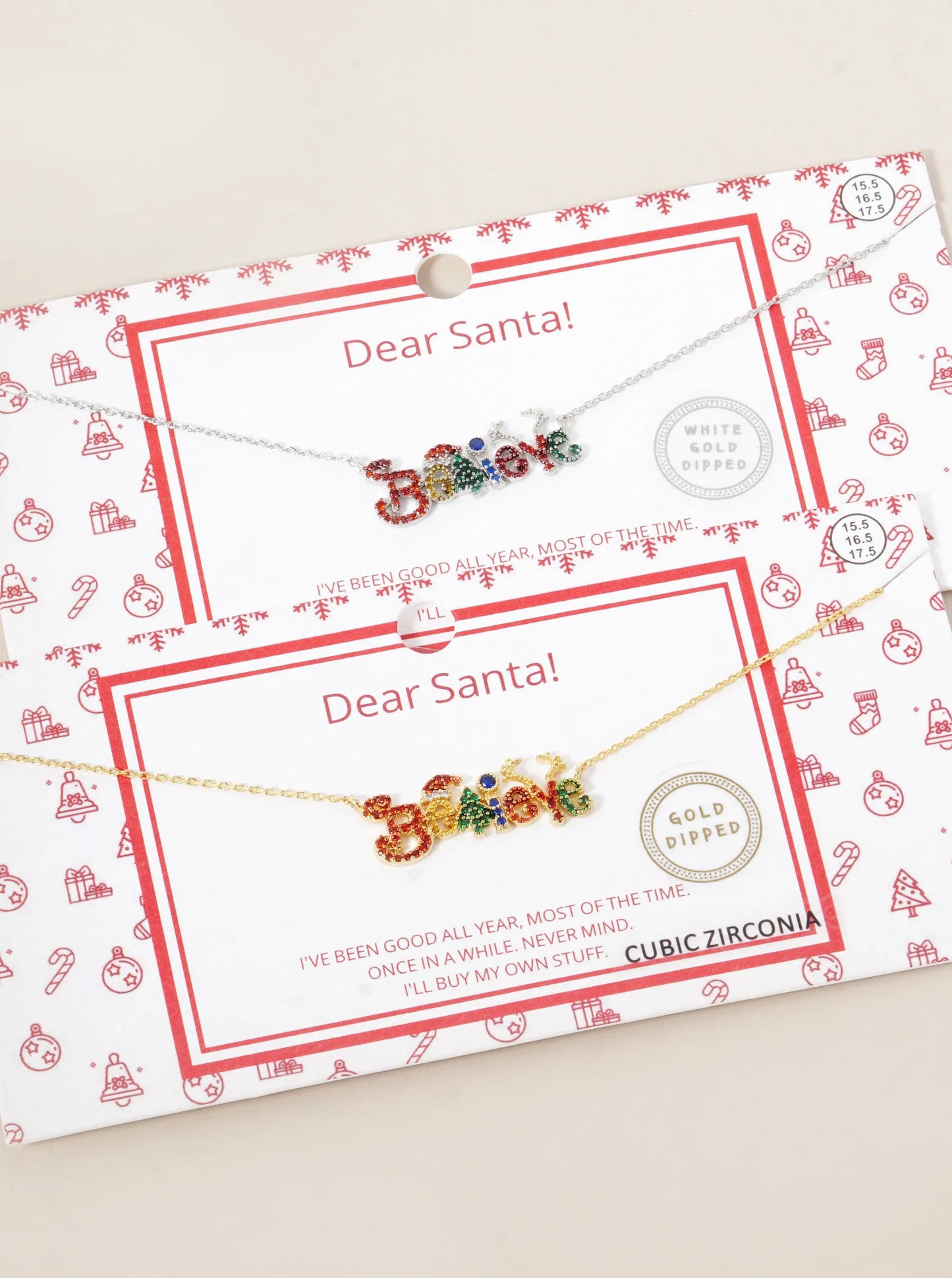 18K Gold Dipped CZ Pave Christmas Pendant Necklace