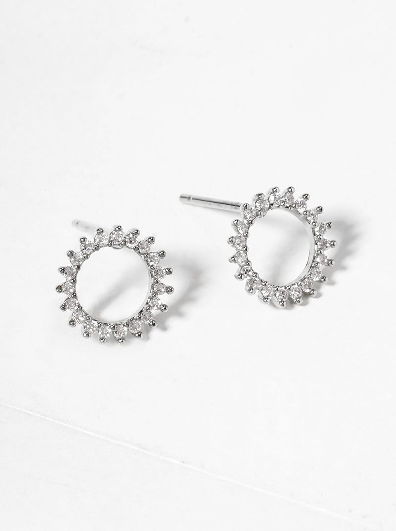 18k Gold Dipped Dainty Round CZ Post Stud Earrings