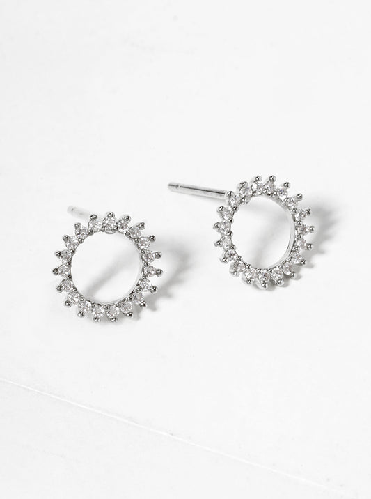 18k Gold Dipped Dainty Round CZ Post Stud Earrings