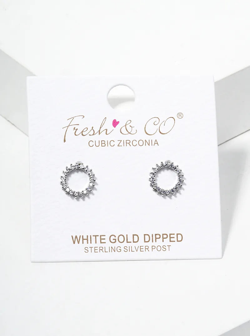 18k Gold Dipped Dainty Round CZ Post Stud Earrings