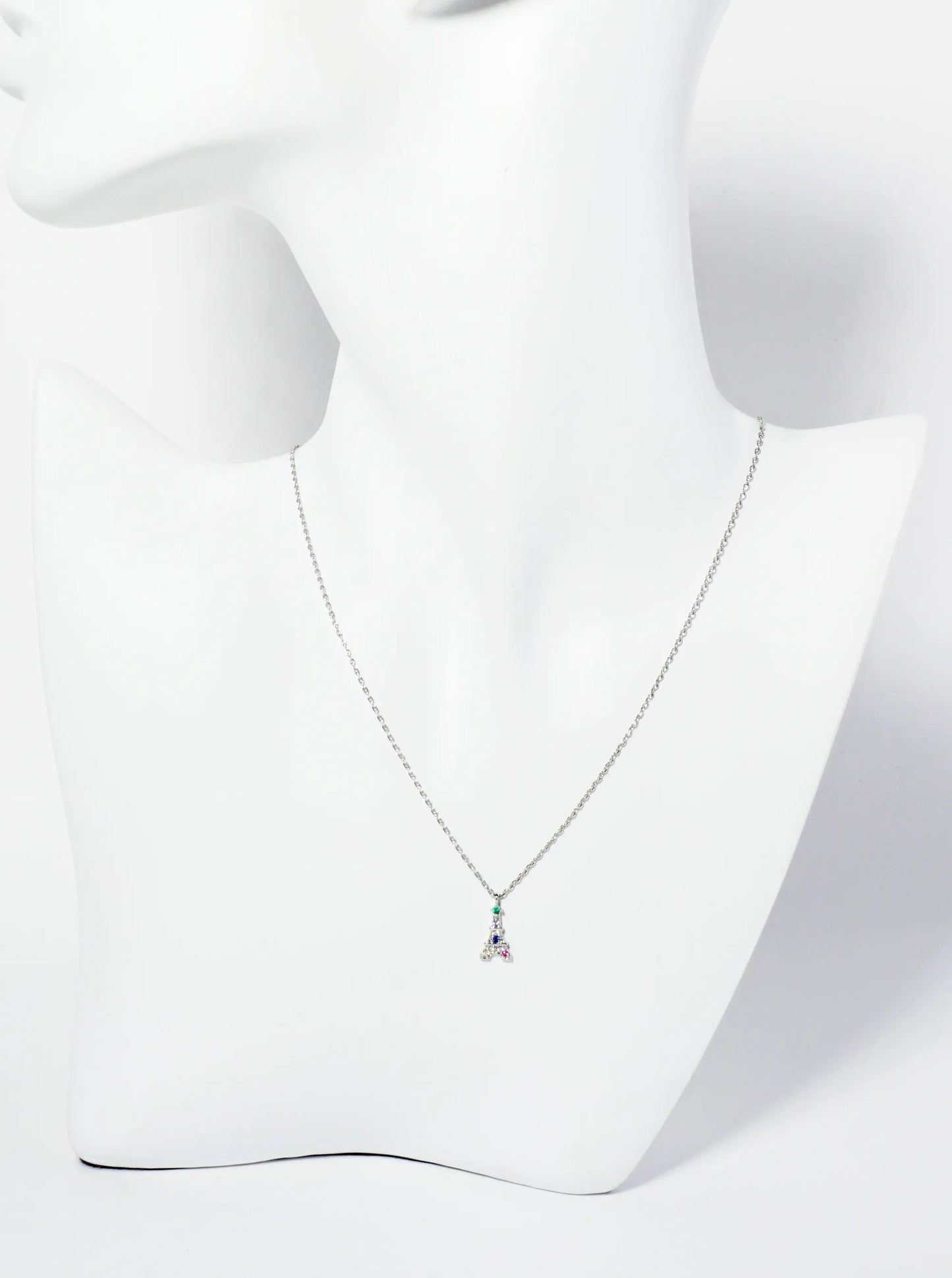 18K Gold Dipped CZ Pave Dainty Eiffel Tower Pendant Necklace