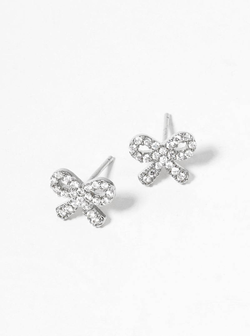 18K Gold Dipped CZ Pave G Clef Musical Note Post Stud Earrings