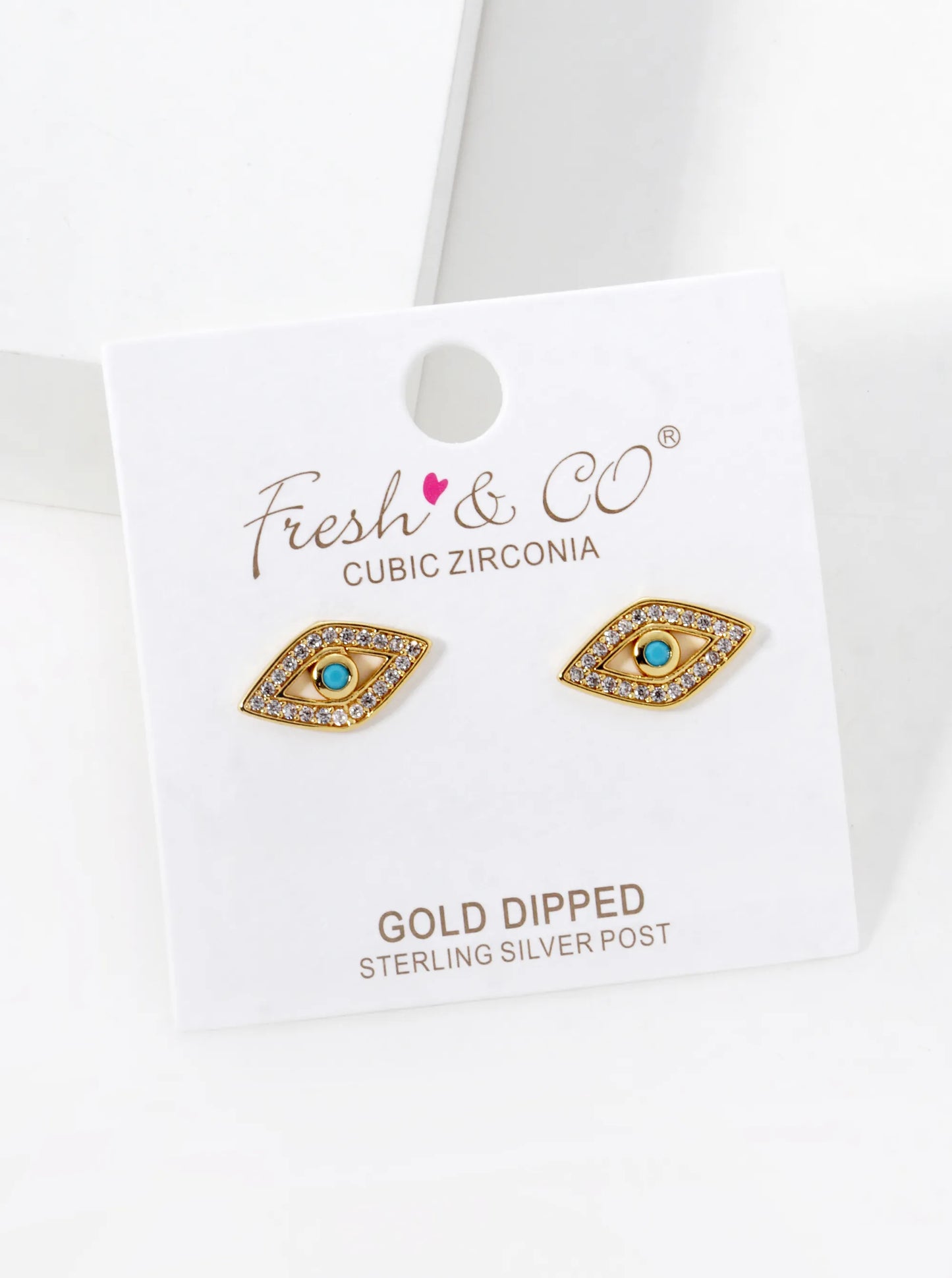 18K-Gold-Dipped CZ Pave Evil Eye Spiritual Stud Earrings