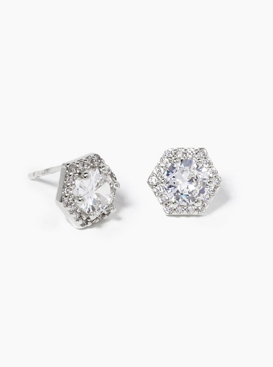 18K Gold Dipped CZ Pave Square Post Stud Earrings