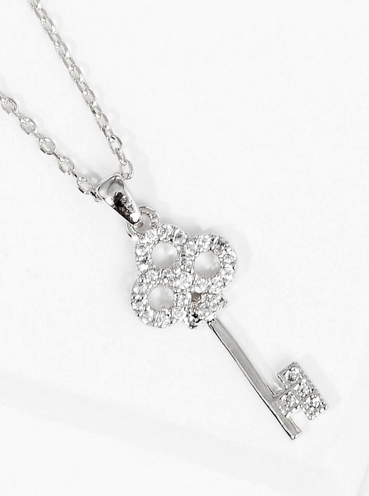 White Gold Dipped Bezel CZ Triangle Pendant Delicate Necklace