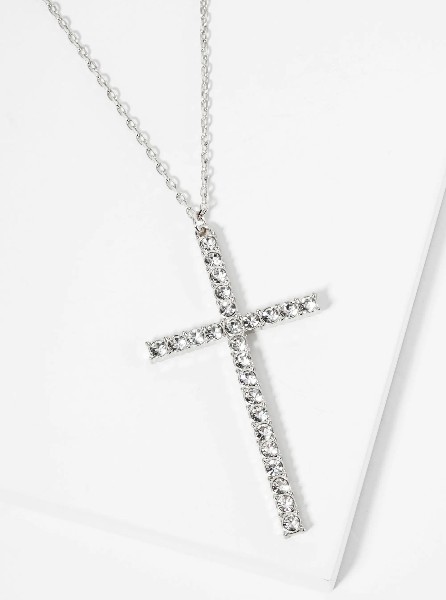 18K Gold Dipped CZ Pave Large Sized Cross Pendant Necklace