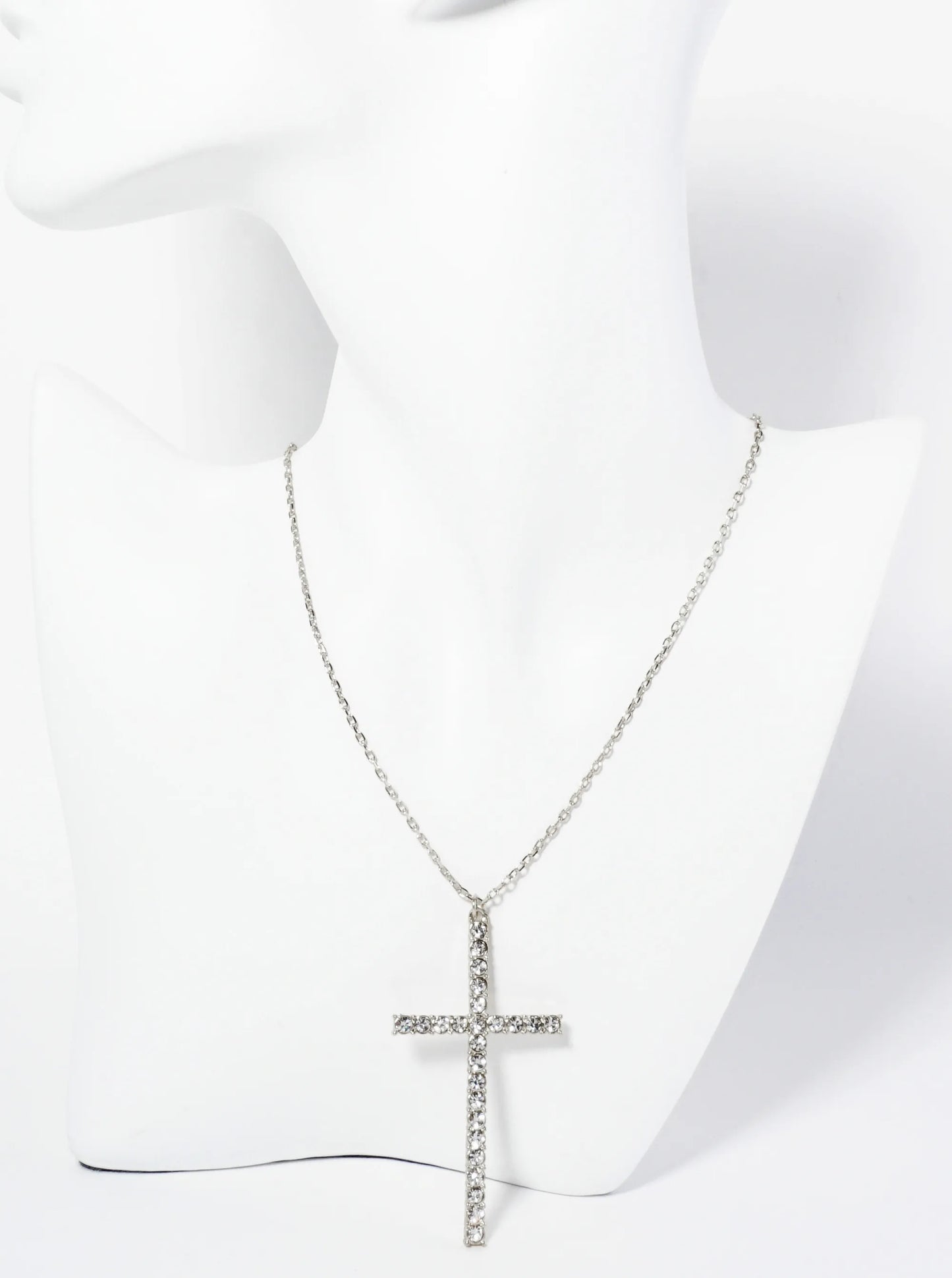 18K Gold Dipped CZ Pave Large Sized Cross Pendant Necklace