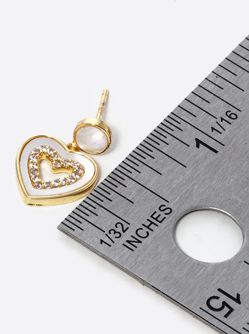 White Gold Dipped CZ Pave Circle Drop Post Earrings