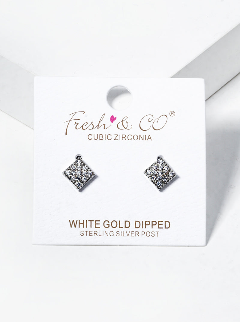 18k Gold Dipped CZ Pave Wishbone Post Stud Earrings