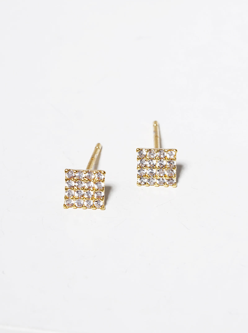 White Gold Dipped CZ Pave Frog Post Stud Earrings