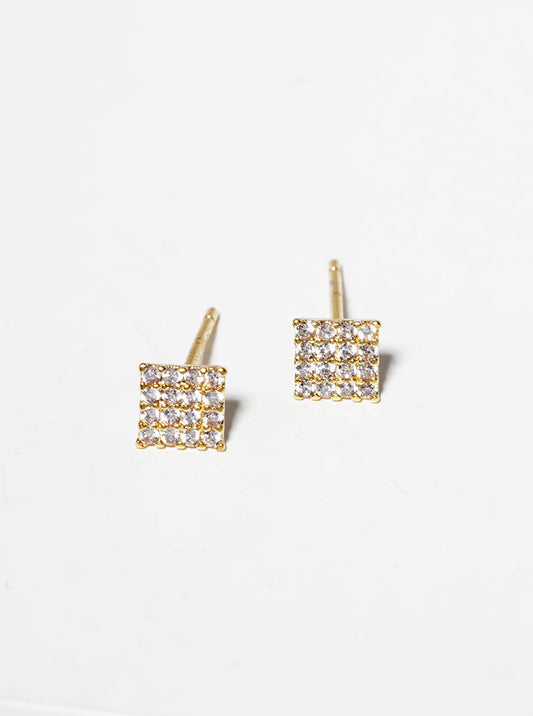 White Gold Dipped CZ Pave Frog Post Stud Earrings