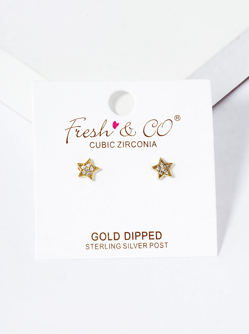 White Gold Dipped CZ Stone Ribbon Bow Post Stud Earrings