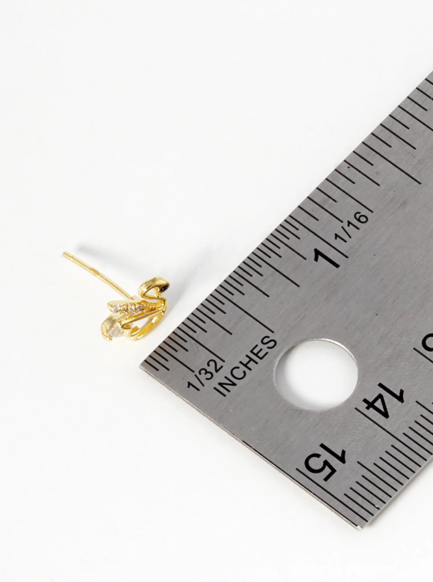 18K-Gold-Dipped CZ Pave Swan Stud Earrings