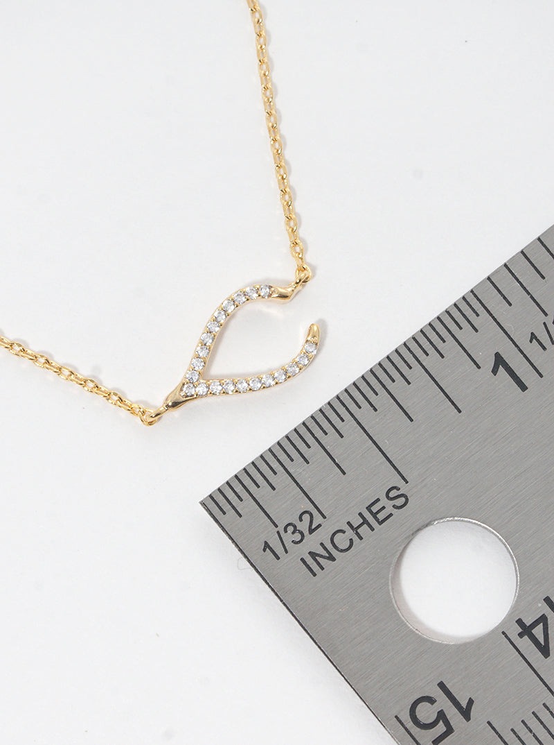 18K Gold Dipped CZ Pave Wishbone Bracelet