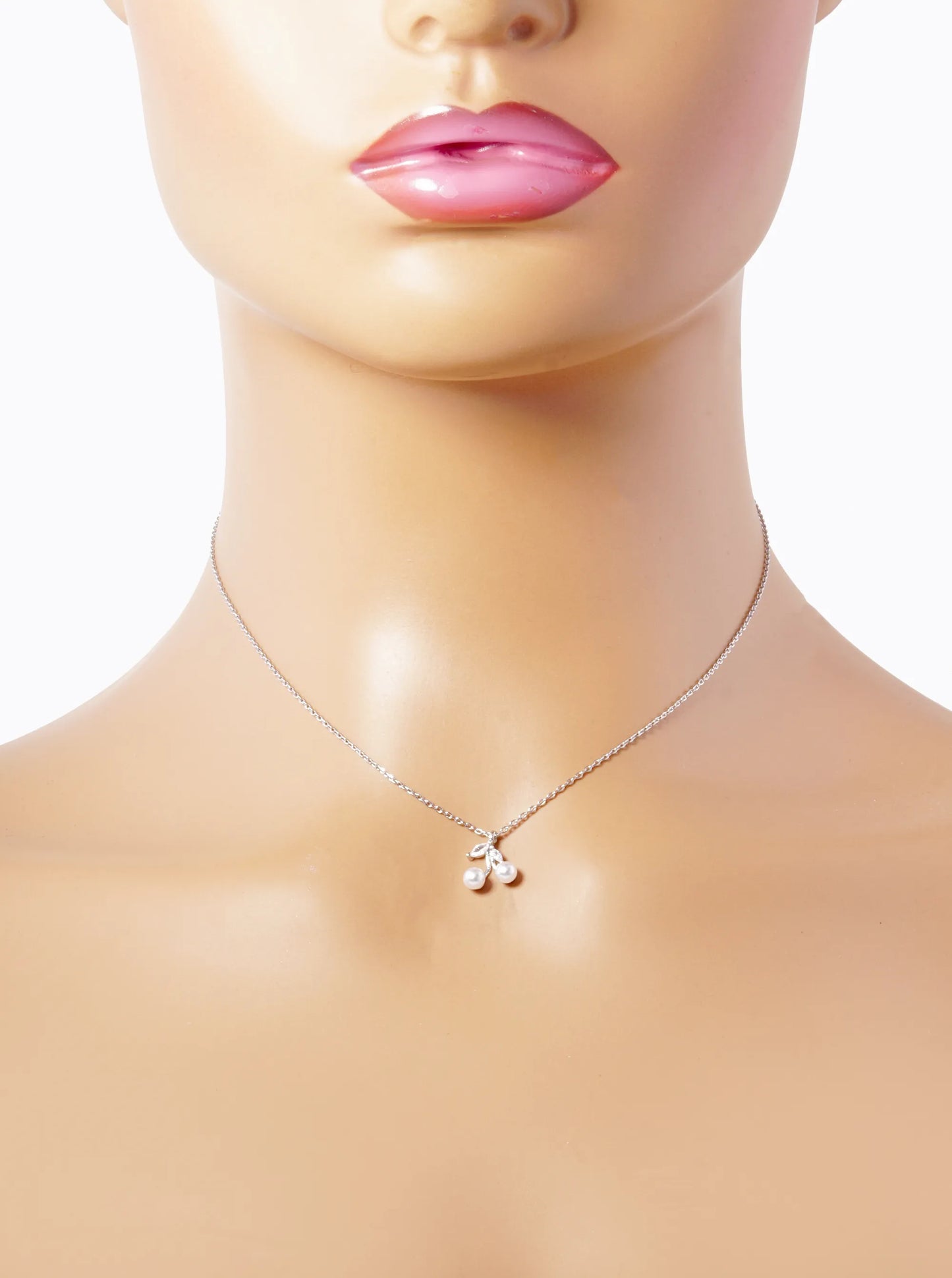 18K Gold Dipped CZ Pearl Cherry Pendant Necklace
