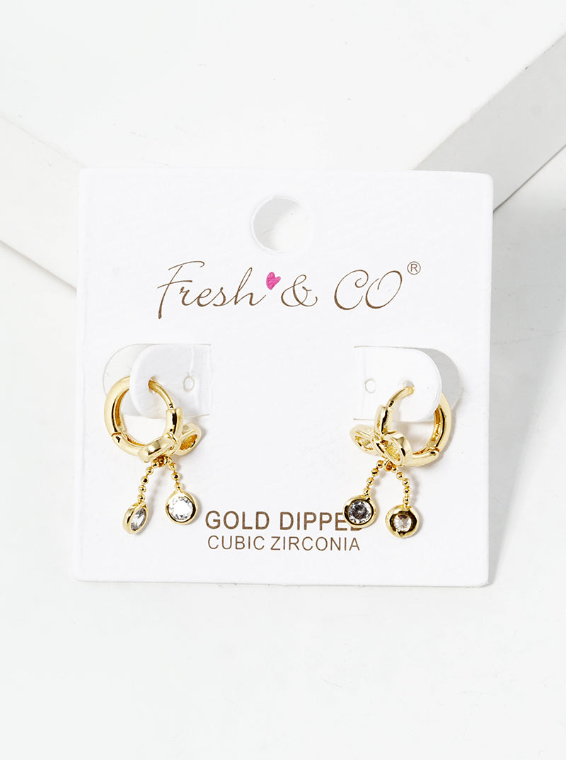 White Gold Dipped 20mm Love Knot Open Hoop Earrings With Pearl
