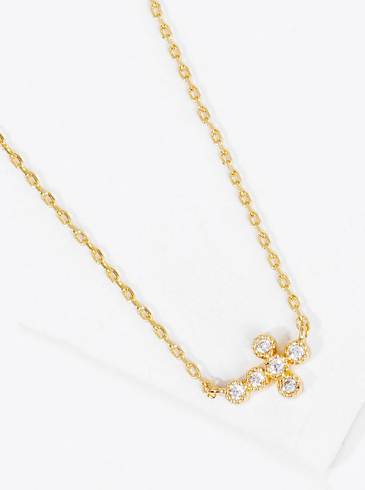 White Gold Dipped CZ Butterfly Pendant Necklace
