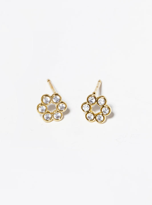 18K Gold Dipped CZ Stone Heart Post Stud Earrings