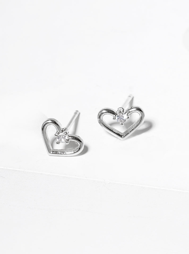 White Gold Dipped CZ Pave Bar With Pearl Post Stud Earrings