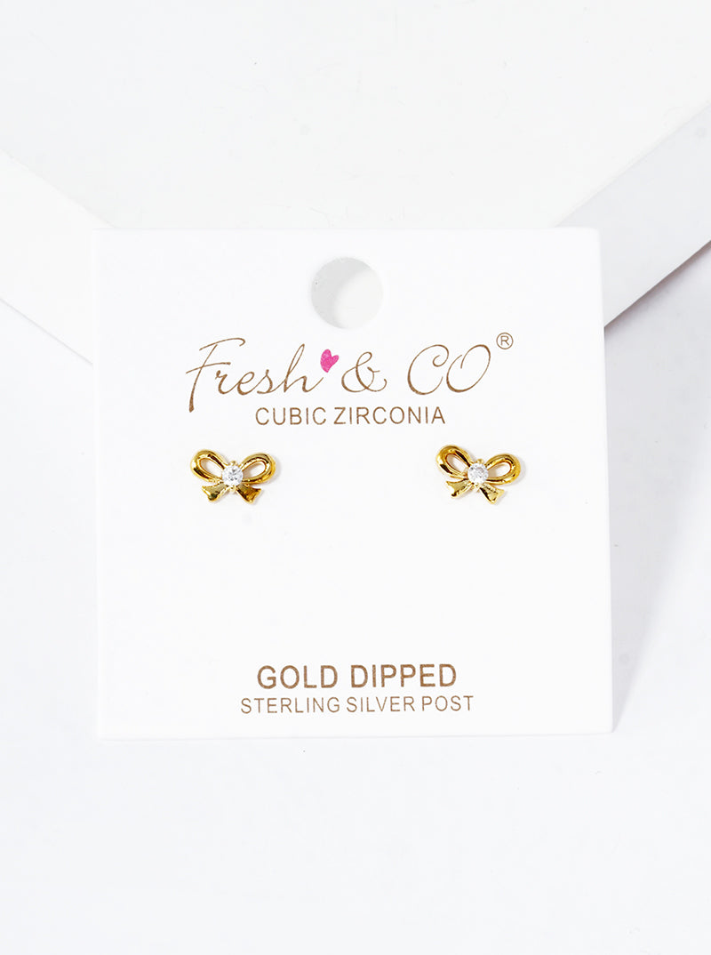 18k Gold Dipped CZ Pave Round Post Stud Earrings