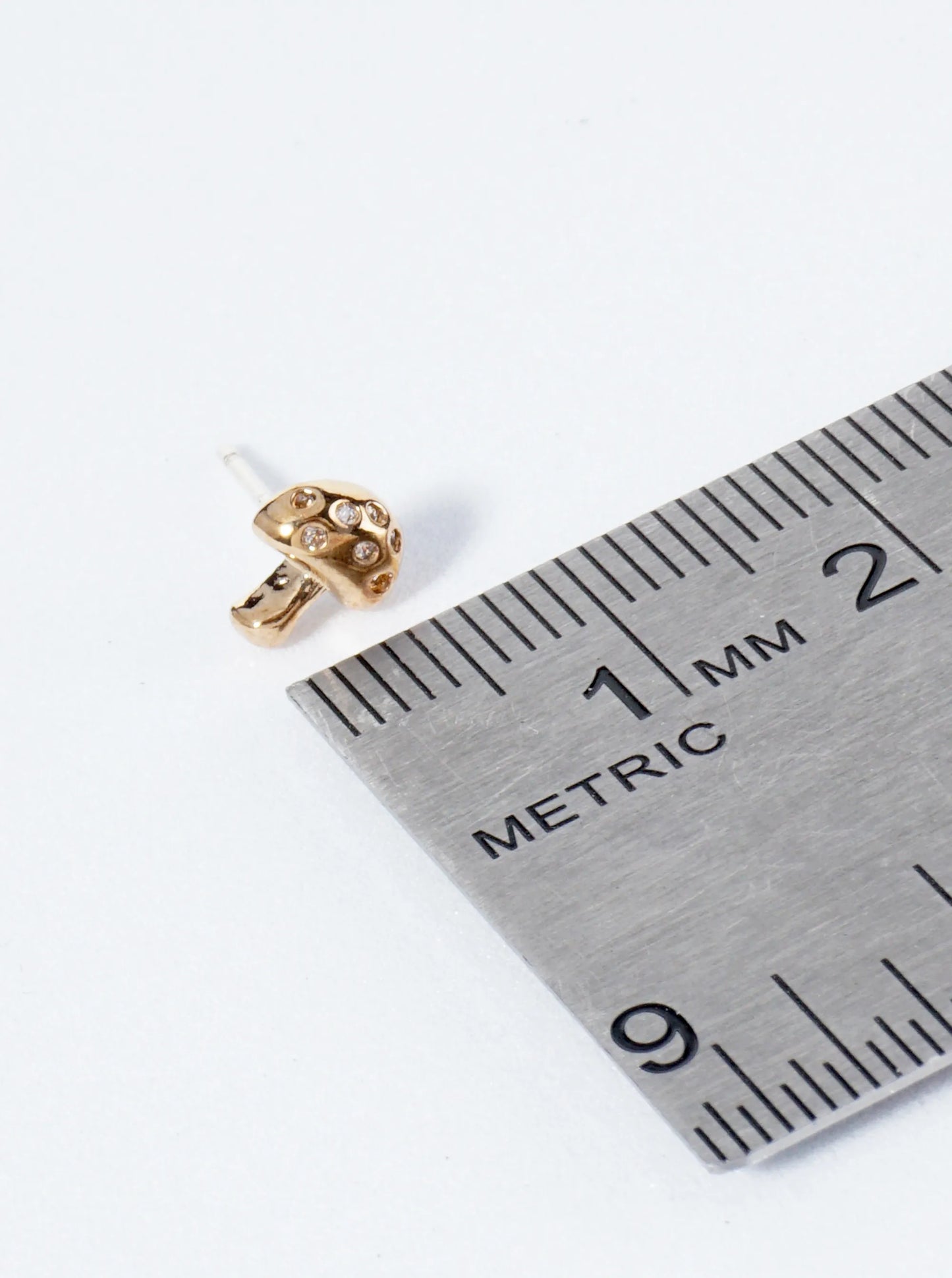 18K Gold Dipped CZ Studded Tiny Mushroom Stud Earrings