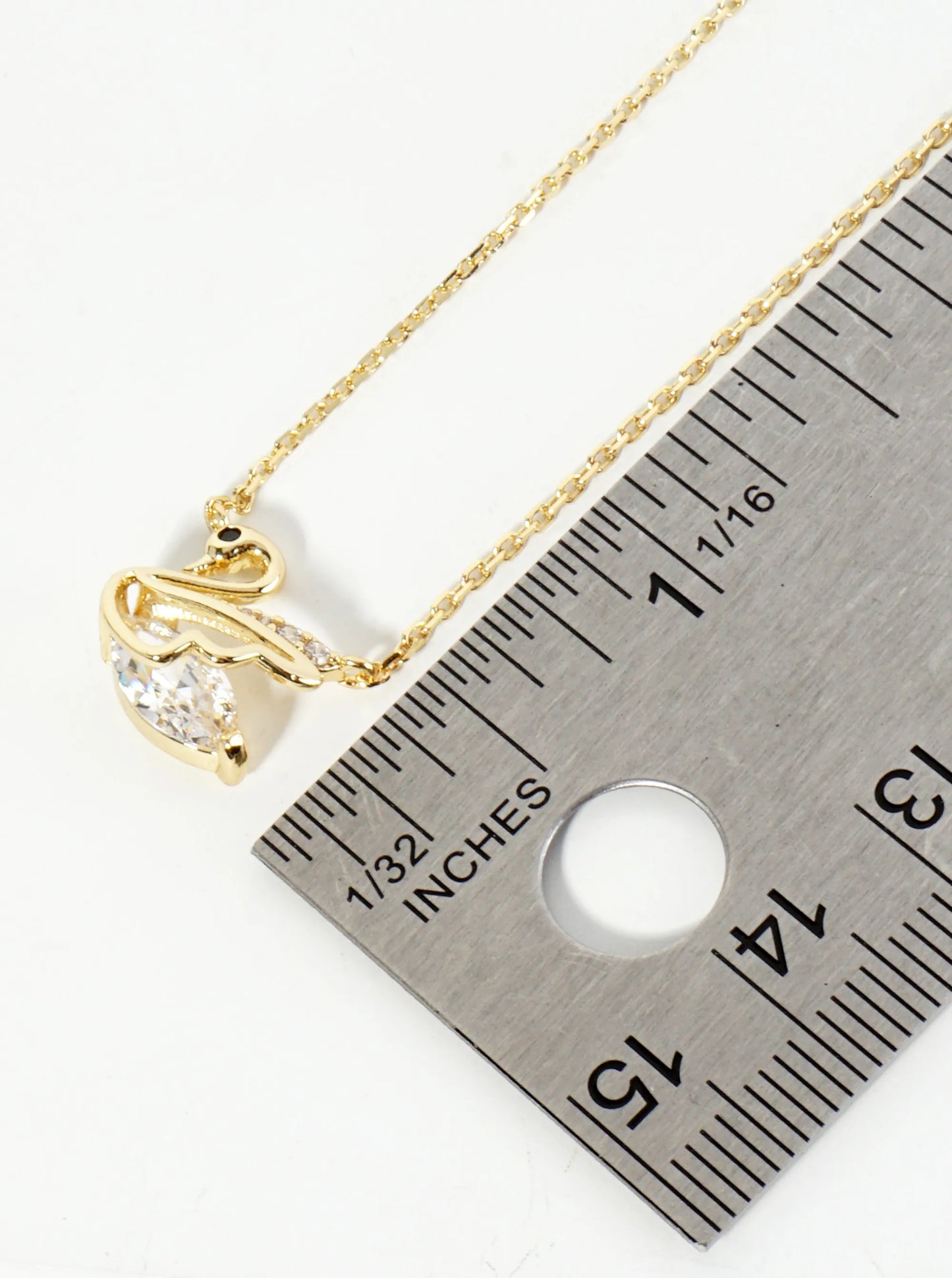 18K Gold Dipped CZ Swan Pendant Necklace