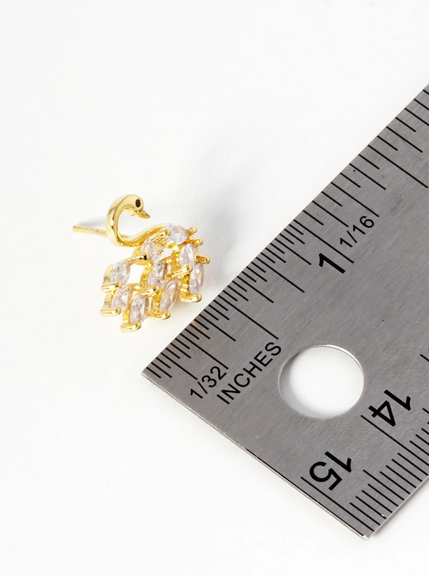 18K Gold Dipped CZ Swan Stud Earrings